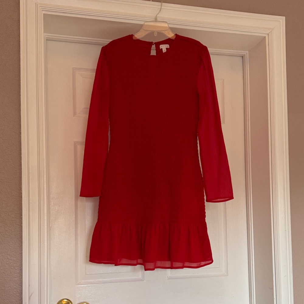 Leith Red Formal Dress with Ruffled Hem